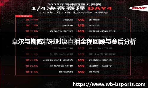 卓尔与斯威精彩对决直播全程回顾与赛后分析